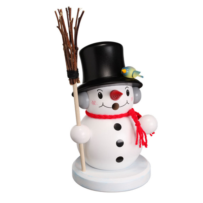 Räuchermann Schneemann mit Besen, 17 cm